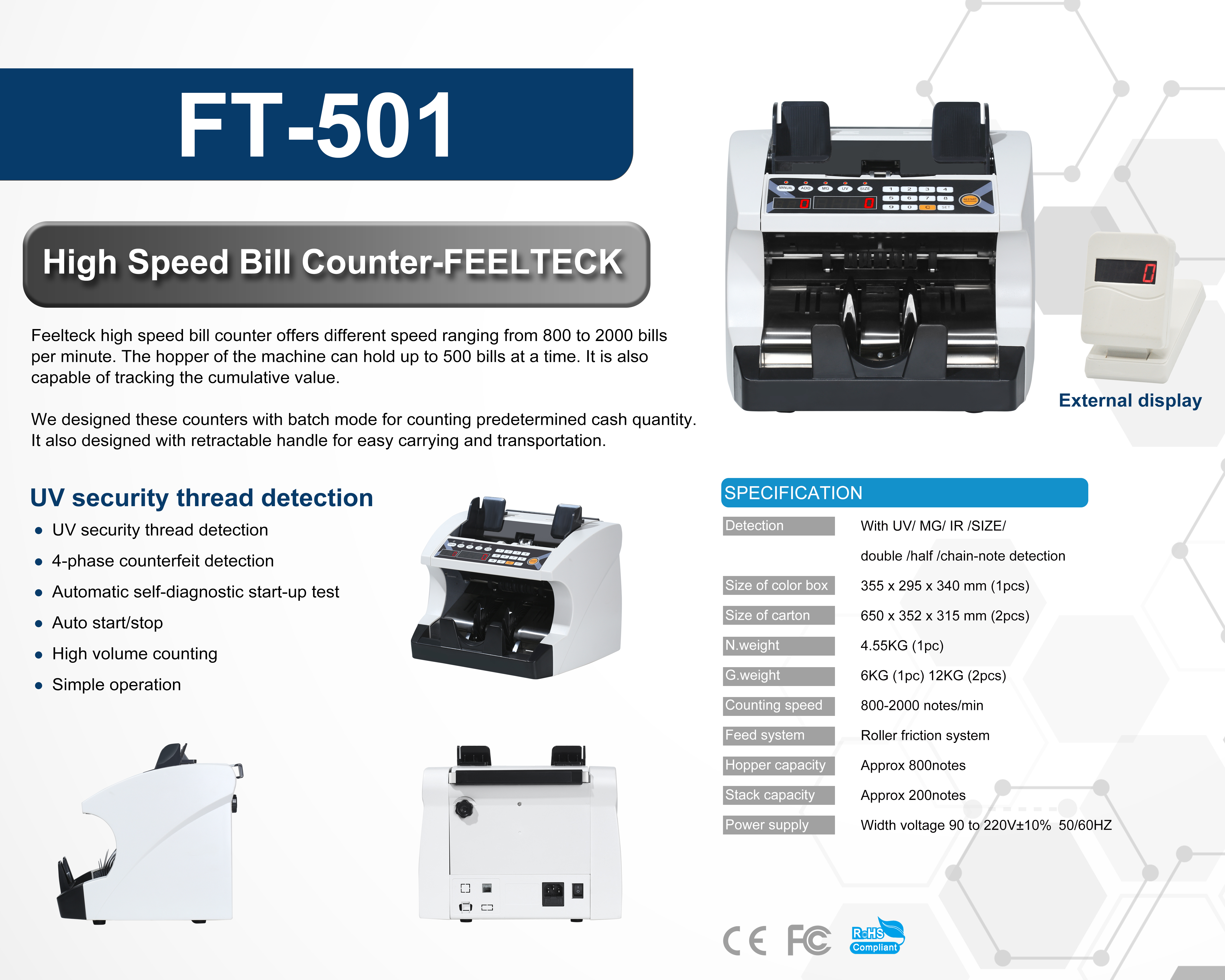 FT-501 High Speed Bill Counter